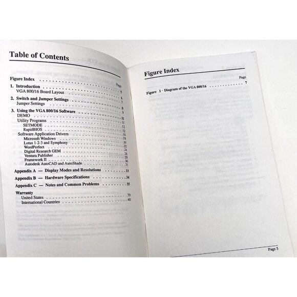 STB VGA 800/16 Instruction Book USER'S MANUAL Video Graphics Card 1991 - Picture 2 of 3